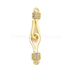 Rack Plating Brass Micro Pave Clear Cubic Zirconia Hook Clasps, Long-Lasting Plated, Lead Free & Cadmium Free, Golden, 35mm, Hole: 1.6mm(KK-F876-16G)