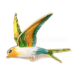 Bird Enamel Pins, Zinc Alloy Brooches for Backpack Clothes, Orange, 41x52mm(JEWB-S034-05G-B)