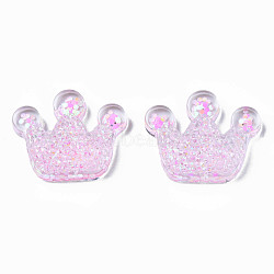 Transparent Resin Cabochons, with Paillette, Crown, Pearl Pink, 20x24.5x8mm(CRES-N034-16A)