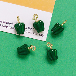 Alloy Enamel Pendants, Golden, Bell Pepper Charm, Dark Green, 18x10mm(X-INS-PW0002-09B)