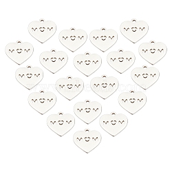 PandaHall Elite 20Pcs 304 Stainless Steel Charms, Heart with Word MOM, Mother's Day Theme, Stainless Steel Color, 13x14x1mm, Hole: 1.5mm(STAS-PH0004-17)