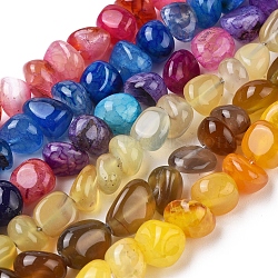 Natural Agate Beads Strands, Tumbled Stone, Dyed & Heated, Nuggets, Mixed Color, 8~16x9~13x9~12mm, Hole: 1.4mm, about 36~42pcs/strand, 14.96 inch(38cm)(G-L560-L)