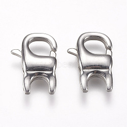 Tarnish Resistant 304 Stainless Steel Lobster Claw Clasps, Stainless Steel Color, 19x13x5mm, Hole: 0.8mm(STAS-O114-060P)