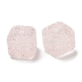 Resin Beads, with Rhinestone, Drusy Cube, Pink, 16x16x16mm, Hole: 3.6mm