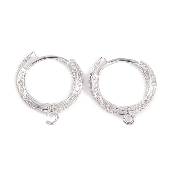 Rack Plating Brass Hoop Earring Findings, Cadmium Free & Lead Free, Long-Lasting Plated, Platinum, 16x15mm, Pin: 8mm