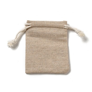 Rectangle Cloth Packing Pouches, Drawstring Bags, Tan, 8.6x7x0.5cm