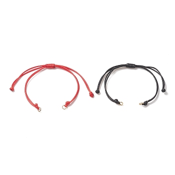 2Pcs Braided Waxed Polyester Cord, with 304 Stainless Steel Jump Rings, for Adjustable Link Bracelet Making, Black & Red, Mixed Color, 10-1/4 inch(26.2cm), Hole: 3.3mm