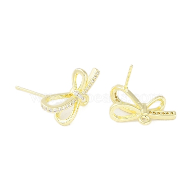 Boucles d'oreilles à tige en laiton pavées de zircones cubiques transparentes gauche et droite(KK-F875-02G)-2