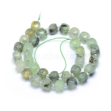 perles naturelles préhnite brins(G-L552D-08B)-3