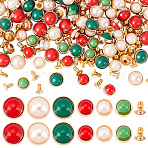 120 Sets 6 Style Alloy Semi-Tublar Rivet Studs, with Plastic Imitation Pearl & Iron Nail, for Purse, Bags, Boots, Leather Crafts Decoration, Mixed Color, Stud: 8~10x6.5mm, Hole: 2.5~3mm, Nail: 5.5~6x5.5mm, 2pcs/set, 20 sets/style(DIY-AR0002-90)