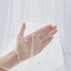Nylon Fabric, with Resin Imitation Pearl Beads for DIY Wedding Bridal Veil Accessories, White, 1500mm(DIY-WH0888-08)