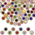 90Pcs 9 Colors Flower Sew on Rhinestones, Glass Rhinestone, Multi Strand Links, Garments Accessories, Mixed Color, 11.5x5.5mm, Hole: 3x1.5mm, 90pcs/set(RB-GF0001-08)