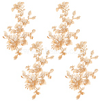 Flower Polyester Embroidery Sew on Appliques, with Plastic Sequins, Sewing Craft Decoration for Wedding Dress, Cheongsam, Light Khaki, 293x155x0.5mm(PATC-WH0020-32D)