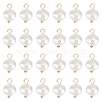 24Pcs Natural Pearl Two Sides Polished Charms, with Brass Loops, White, Golden, 10~12x5.5~7x4.5~6mm, Hole: 2.4~2.7mm(PALLOY-HY00055)