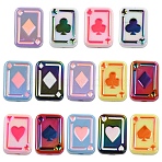 14Pcs 7 Colors UV Plating Rainbow Iridescent Acrylic Enamel Beads, Poker, Mixed Color, 25.5x18.5x8.5mm, Hole: 4mm, 2pcs/color(SACR-YW0005-06)