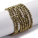 Electroplate Glass Beads Strands, Round Beads Strands, Full Plated, Faceted, Gold, 2mm, Hole: 0.8mm, about 183~191pcs/strand, 12.91~14.33''(32.8~36.4cm)(EGLA-H107-01A-FP01)