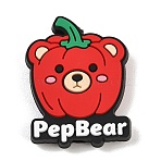 Vegetable Theme Silicone Beads, Focal Beads, Red, PepBear Bear, 30.5x23.5x8.5mm, Hole: 2mm(PL-T045-03A)