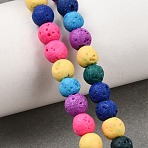 Dyed Synthetic Lava Rock Beads Strands, Round, Mixed Color, 6mm, Hole: 1.2mm, about 63pcs/strand, 14.76''(37.5cm)(GG-CBAAE19-06A-02)