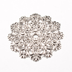 Iron Links, Etched Metal Embellishments, Flower, Platinum, 48x47x2~3mm, Hole: 2mm(X-IFIN-Q118-26P)