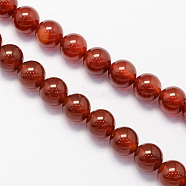 Round Dyed Natural Carnelian Beads Strands, 8mm, Hole: 1.5mm, about 48pcs/strand, 15.1 inch(G-S125-8mm)