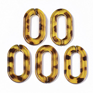 Transparent Acrylic Linking Rings, Quick Link Connectors, Imitation Leopard Skins Pattern, for Cable Chains Making, Oval, Champagne Yellow, 36x21x4mm, Inner Diameter: 24x8mm(OACR-N009-002A-C01)
