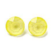 Glass Rhinestone Cabochons, Point Back & Back Plated, Faceted, Round, Jonquil, 6x4.5mm(RGLA-G021-06B-213DE)