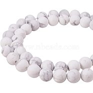 Frosted Natural Howlite Bead Strands, Round, 8mm, Hole: 1mm, about 44pcs/strand, 14.96 inch, 1strand/set(G-PH0028-8mm-01)