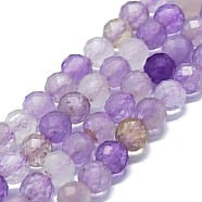 Natural Amethyst & Quartz Crystal & Yellow Crystal Beads Strands, Faceted(64 Facets), Round, 6mm, Hole: 0.8mm, about 70~74pcs/strand, 15.16~15.55 inch(38.5~39.5cm)(G-G927-04)