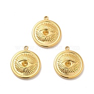 Ion Plating(IP) 304 Stainless Steel Pendant Rhinestone Settings, Flat Round with Eye, Real 18K Gold Plated, Fit for 2.5mm Rhinestone, 17.5x15x3mm, Hole: 1.5mm(STAS-I197-011G)