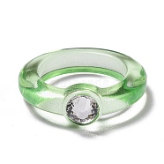 Transparent Acrylic Finger Rings, Light Green, US Size 7 1/2(17.7mm)(RJEW-T010-07B)