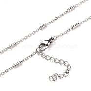 304 Stainless Steel Cable Chain Necklaces, with Tube Beads and Lobster Claw Clasps, Stainless Steel Color, 16 inch(40.5cm)(NJEW-JN03169-01)