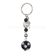 Chunky Bubblegum Acrylic Keychains, with Alloy Star and Iron Split Ring, Platinum, 9.65cm(KEYC-JKC00610-01)