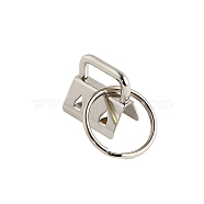 Iron Ribbon Ends with Keychain Split Ring, for Key Clasp Making, Platinum, Ring: 24x1.5mm, End: 21x21x14mm(PURS-PW0001-436P)