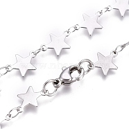 304 Stainless Steel Link Chain Necklaces, with Lobster Claw Clasp, Star, Stainless Steel Color, 16.61 inch(42.2cm)(NJEW-L457-008P)