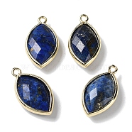 Natural Lapis Lazuli Pendants, with Platinum Brass Edge, Faceted, Horse Eye, 22x12x5.5mm, Hole: 1.8mm(G-B009-01G-P)