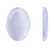 Cat Eye Glass Cabochons, Oval/Rice, White, about 10mm wide, 14mm long,about 3mm thick(CE061-10X14-9)