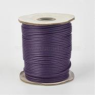 Eco-Friendly Korean Waxed Polyester Cord, Indigo, 1mm, about 169.51~174.98 Yards(155~160m)/Roll(YC-P002-1mm-1137)