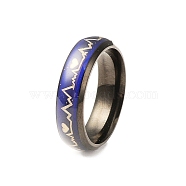Heart Beat Mood Ring, Temperature Change Color Emotion Feeling 201 Stainless Steel Plain Band Ring for Women, Electrophoresis Black, Inner Diameter: 17mm(RJEW-L058-02EB)