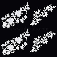 4Pcs 2 Style Computerized Embroidery Cloth Iron On Patches, Stick On Patch, Appliques, for Support Pillow, Curtain, Costume Accessories, Flower, White, 242~323x110~122x1mm, 2pcs/style(PATC-CA0001-04)