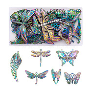 12Pcs 6 Style Rack Plating Rainbow Color Alloy Big Pendants, with Crystal Rhinestone, Dragonfly & Wing & Butterfly, 37~108x33~78x3~6mm, Hole: 1.8~7x1.8~8mm, 2pcs/style(ALRI-FW0001-04)