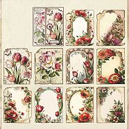 30 Sheets 10 Styles Retro Flower Scrapbook Paper Pads, Vintage Floral Paper for DIY Album Scrapbook, Background Paper, Diary Decoration, Crimson, 140x110mm, 3 sheets/style(WG87668-02)