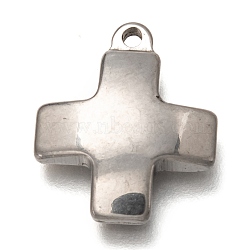 304 Stainless Steel Pendants, Cross, Stainless Steel Color, 18x15x3mm, Hole: 1.4mm(STAS-P256-08P)