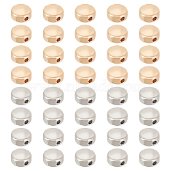 BENECREAT 40Pcs 2 Colors Brass Spacer Beads, Nickel Free, Flat Round, Platinum & Golden, 5x3mm, Hole: 0.8~1mm, 20pcs/color(KK-BC0013-35)