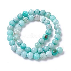 Natural Dyed Agate Imitation Turquoise Beads Strands, Round, Pale Turquoise, 6mm, Hole: 0.8mm, about 60~64pcs/strand,  14.88  inch~15.15 inch(37.8~38.5cm)(X-G-P425-02A-6mm)
