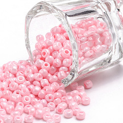 (Repacking Service Available) Glass Seed Beads, Opaque Colours Seed, Small Craft Beads for DIY Jewelry Making, Round, Pink, 8/0, 3mm, about 12g/bag(SEED-C019-3MM-55)