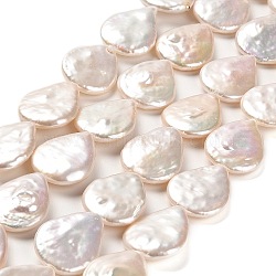 Natural Baroque Pearl Keshi Pearl Beads Strands, Cultured Freshwater Pearl, Teardrop, Grade 7A+, Snow, 17~18x14~14.5x4~4.5mm, Hole: 0.8mm, about 21pcs/strand, 14.96''~15.16''(38~38.5cm)(PEAR-J007-04)