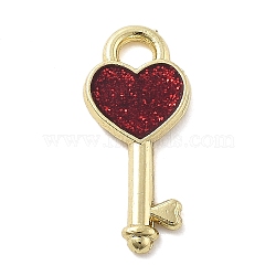 Alloy Pendants, with Enamel, Valentine's Day, Key, 16x7x1mm, Hole: 1.8mm(ENAM-D285-04G-01)