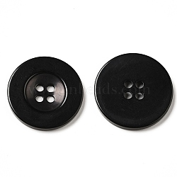 Resin Buttons, Dyed, Flat Round, Black, 30x3mm(RESI-D033-30mm-02)