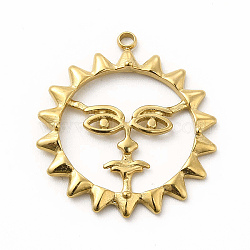 304 Stainless Steel Pendants, Hollow Sun Charms, Golden, 28.5x25.5x3mm, Hole: 1.8mm(STAS-M305-01G)