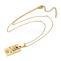 12 Constellation Stainless Steel Tarot Card Engraved Pendant Cable Chain Necklaces, Golden, Virgo, 17.72 inch(45cm)(PW-WG94DCE-12)